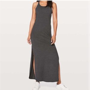 Lululemon refresh maxi tank dress charcoal gray long slits size 8